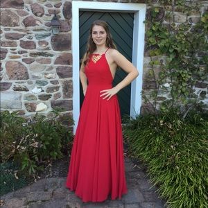 Long open back Homecoming or Prom dress